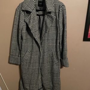 Forever 21 Houndstooth Longline Coat